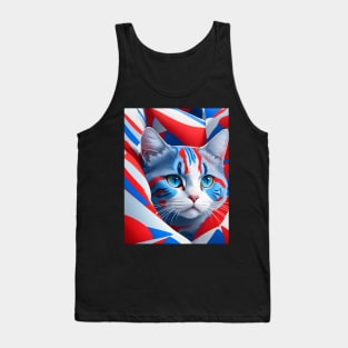 Red White And Blue Cat Tank Top